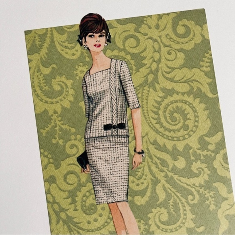 Vintage MCM Sewing Pattern Book Original 8x10 Collage Dropped Waist Dress